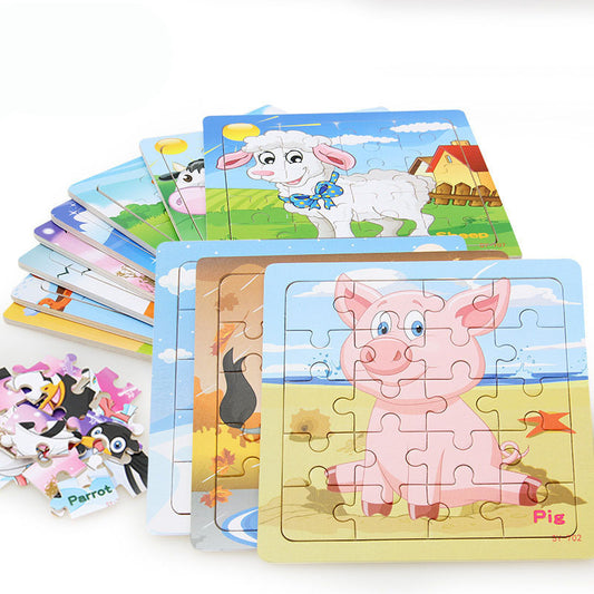 Children's poultry animal wooden puzzle