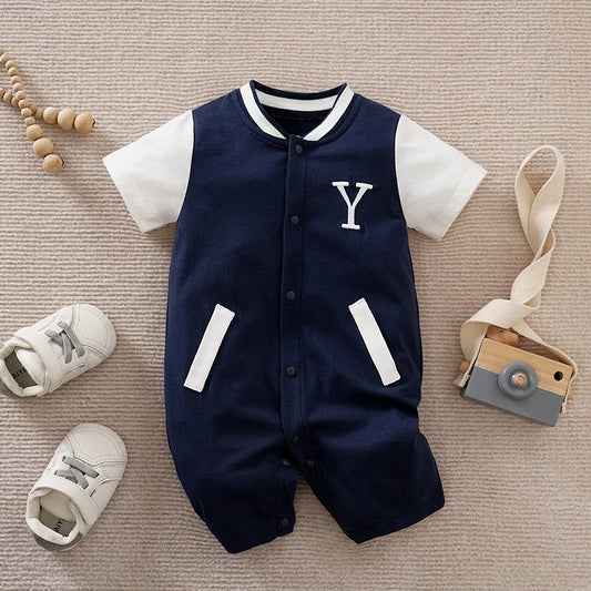 Newborn Baby Baseball Clothes 0 3 6 9 12 Months Boston Cotton short sleeve Footies Toddler Boy Clothes Kids Jumpsuit Pyjama Bebe